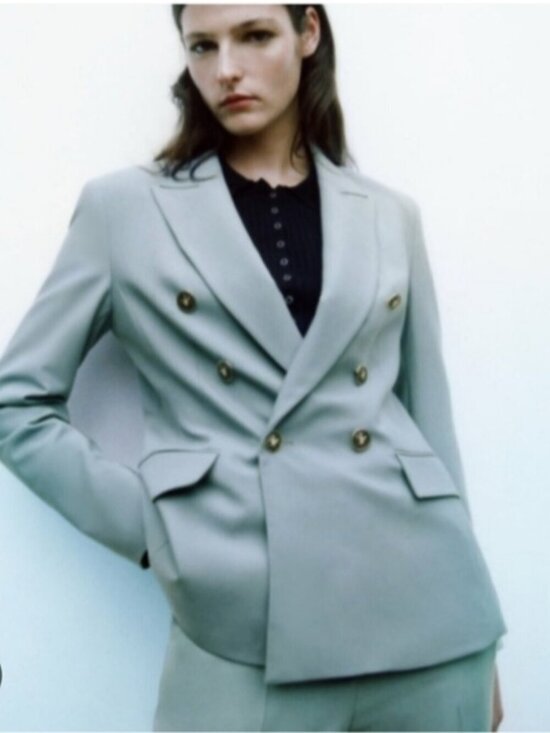 Zara Jackets & Blazers - ZARA | Double Breasted Blazer Blue Sz S